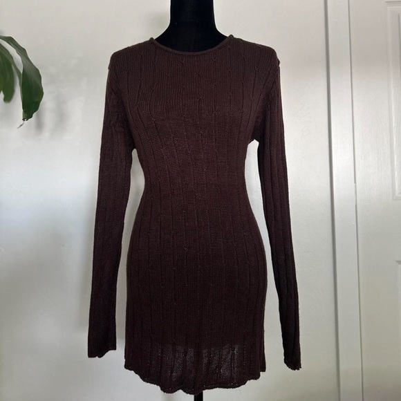 Jennifer Moore Dresses & Skirts - Jennifer Moore Knit Chocolate Brown Long Sleeve Dress